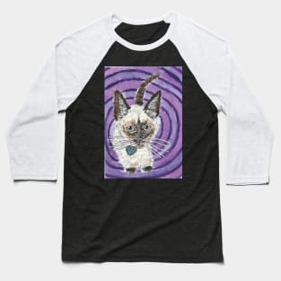 Baby Siamese kitten cat purple watercolor painting Baseball T-Shirt